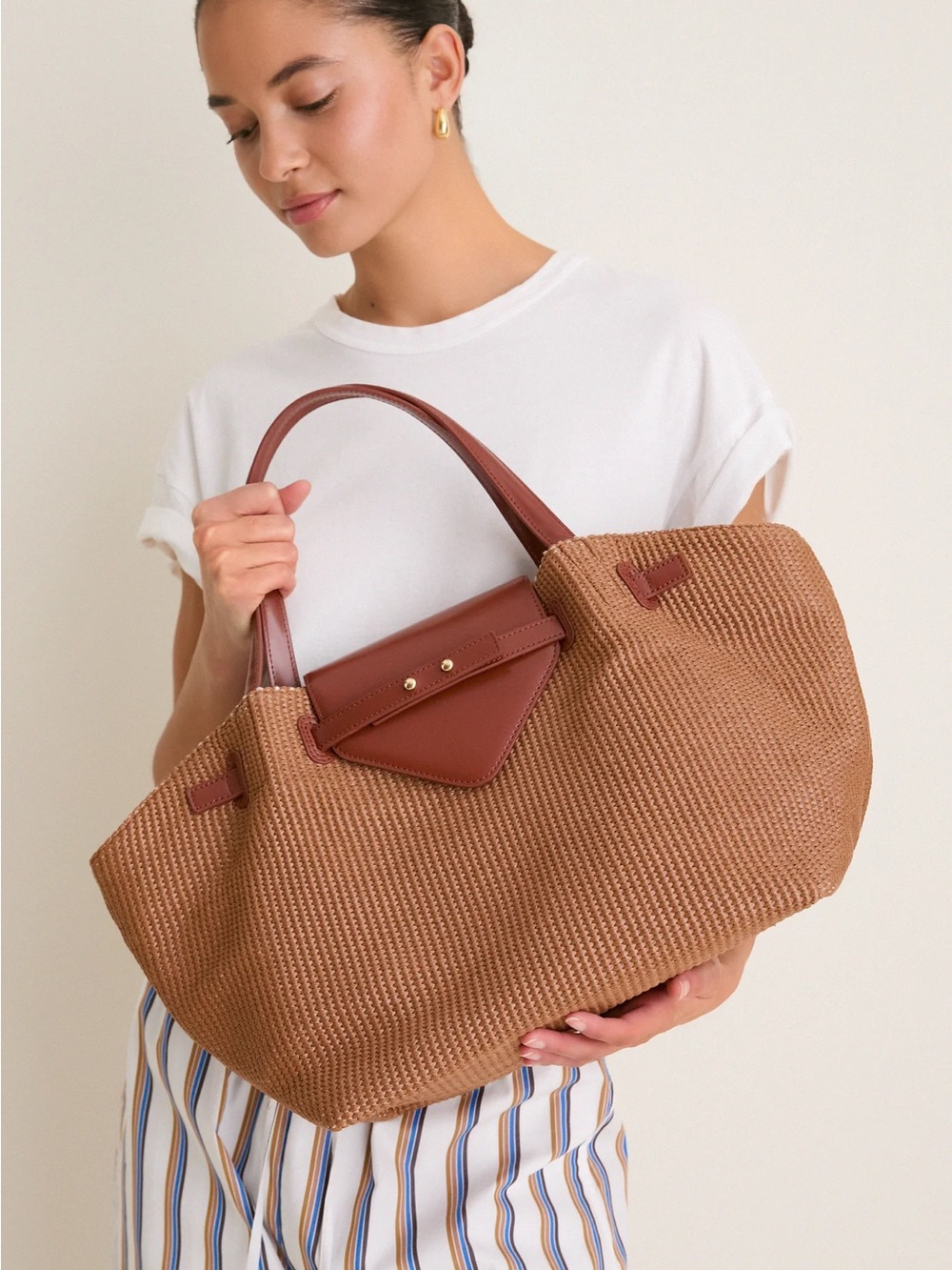 Tuckernuck Cognac Raffia Blaine Tote - Picture 2 of 4
